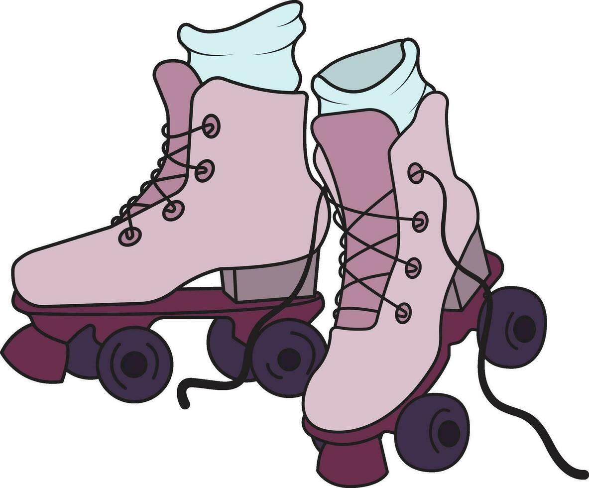 Vintage roller skates on white background. Retro roller skates 90s fashion. 90s style vector. 1990s trendy illustration. Nostalgia for the 90s 80s. Retro style. vector