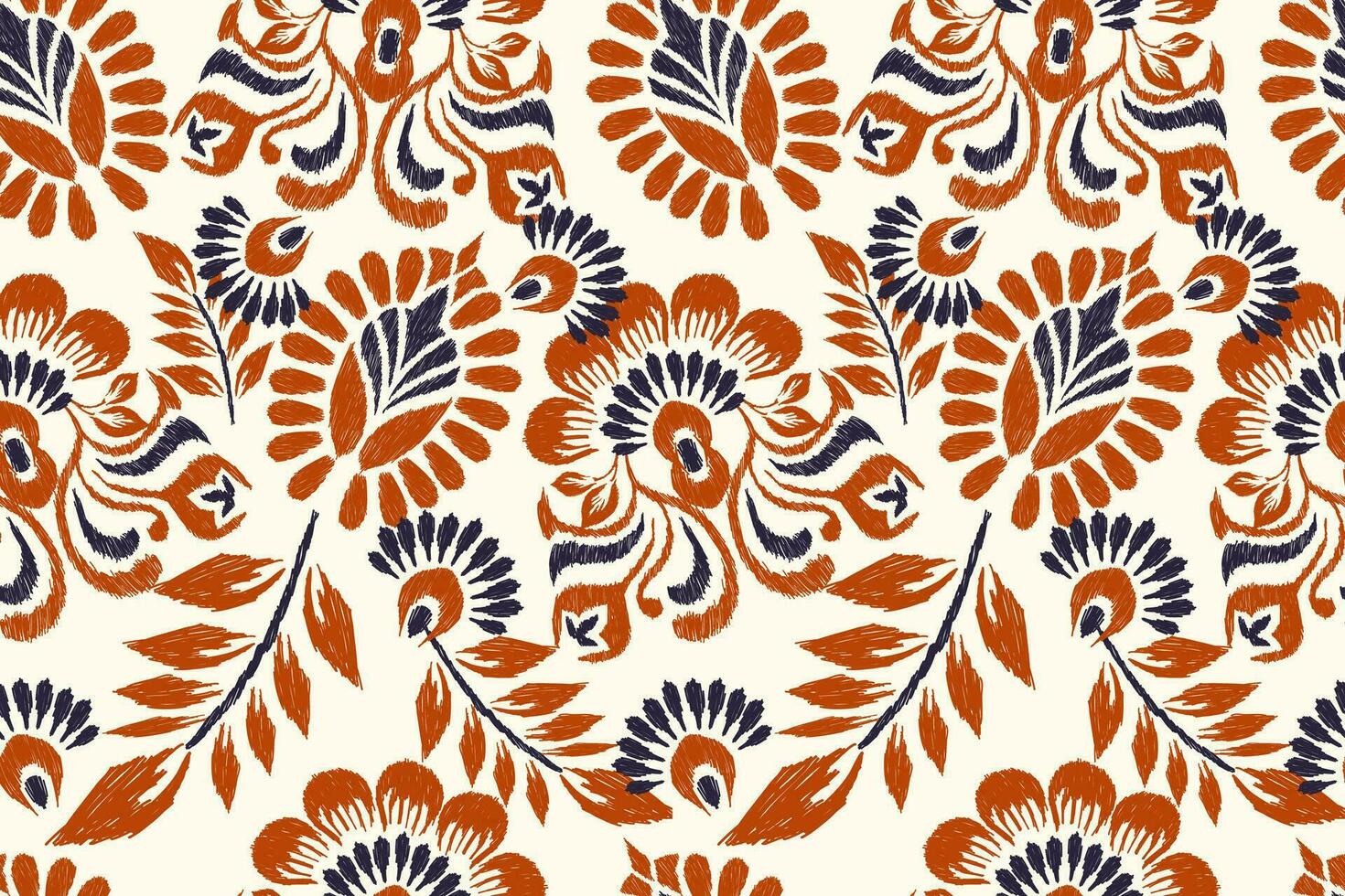 ikat floral cachemir bordado en blanco fondo, ikat étnico oriental sin costura modelo tradicional.azteca estilo resumen vector ilustración.diseño para textura,tela,ropa,envoltura,decoración.