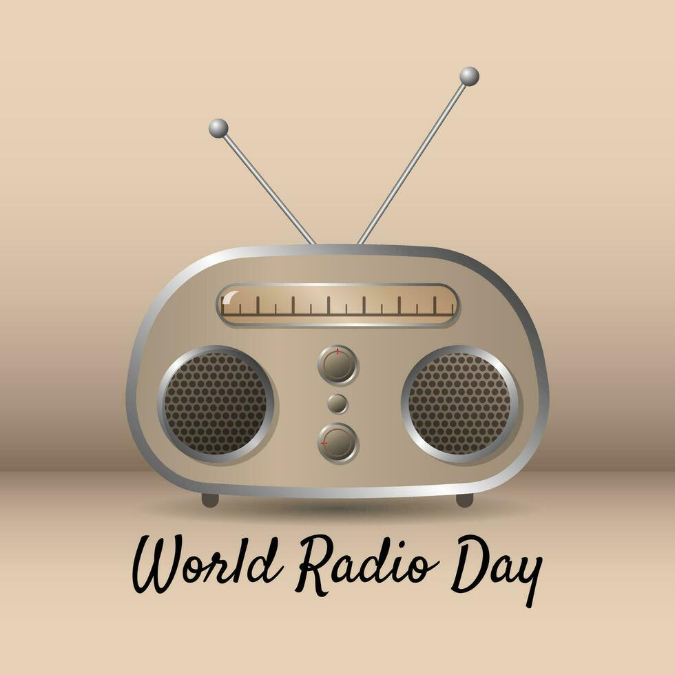 World Radio Day poster with old radio vector