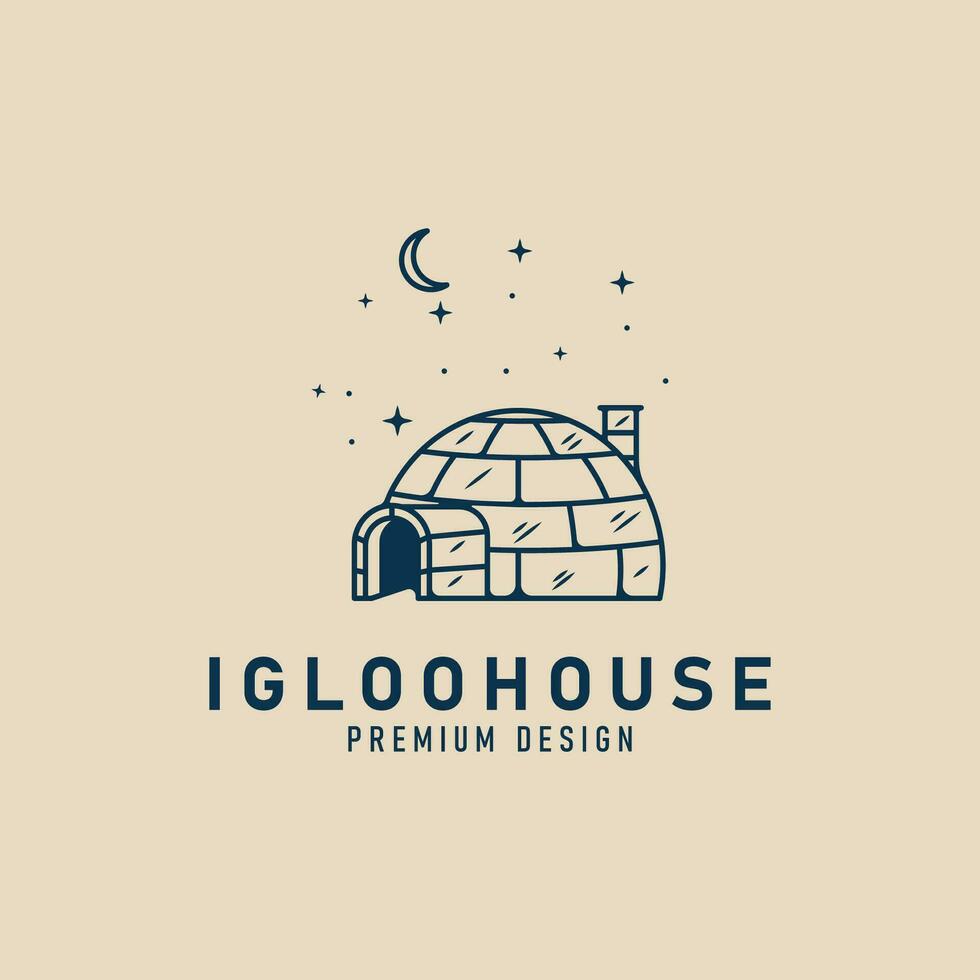 igloo house logo line art icon minimalist vector illustration template graphic design