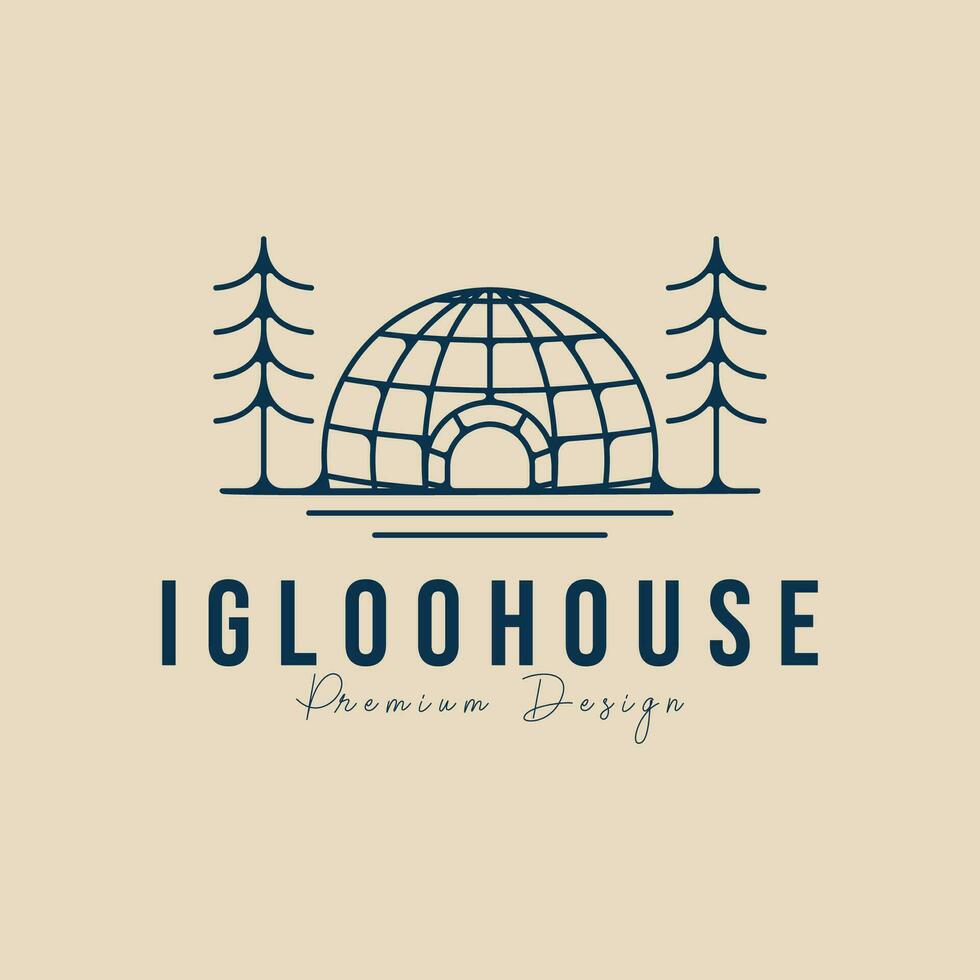 igloo house line art  logo icon simple vector illustration template design