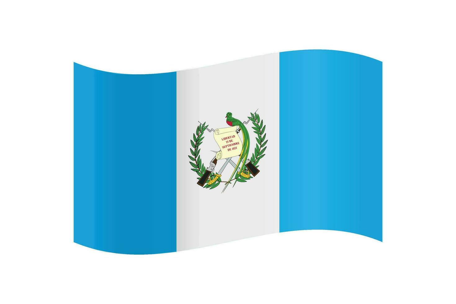 un detallado y preciso vector ilustración de guatemala de colores bandera