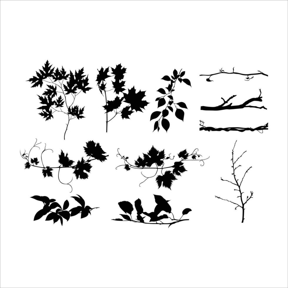 vector mano dibujado hojas silueta ilustración