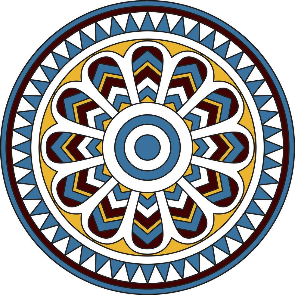 Vector colored round ancient persian ornament. National Iranian circle of ancient civilization