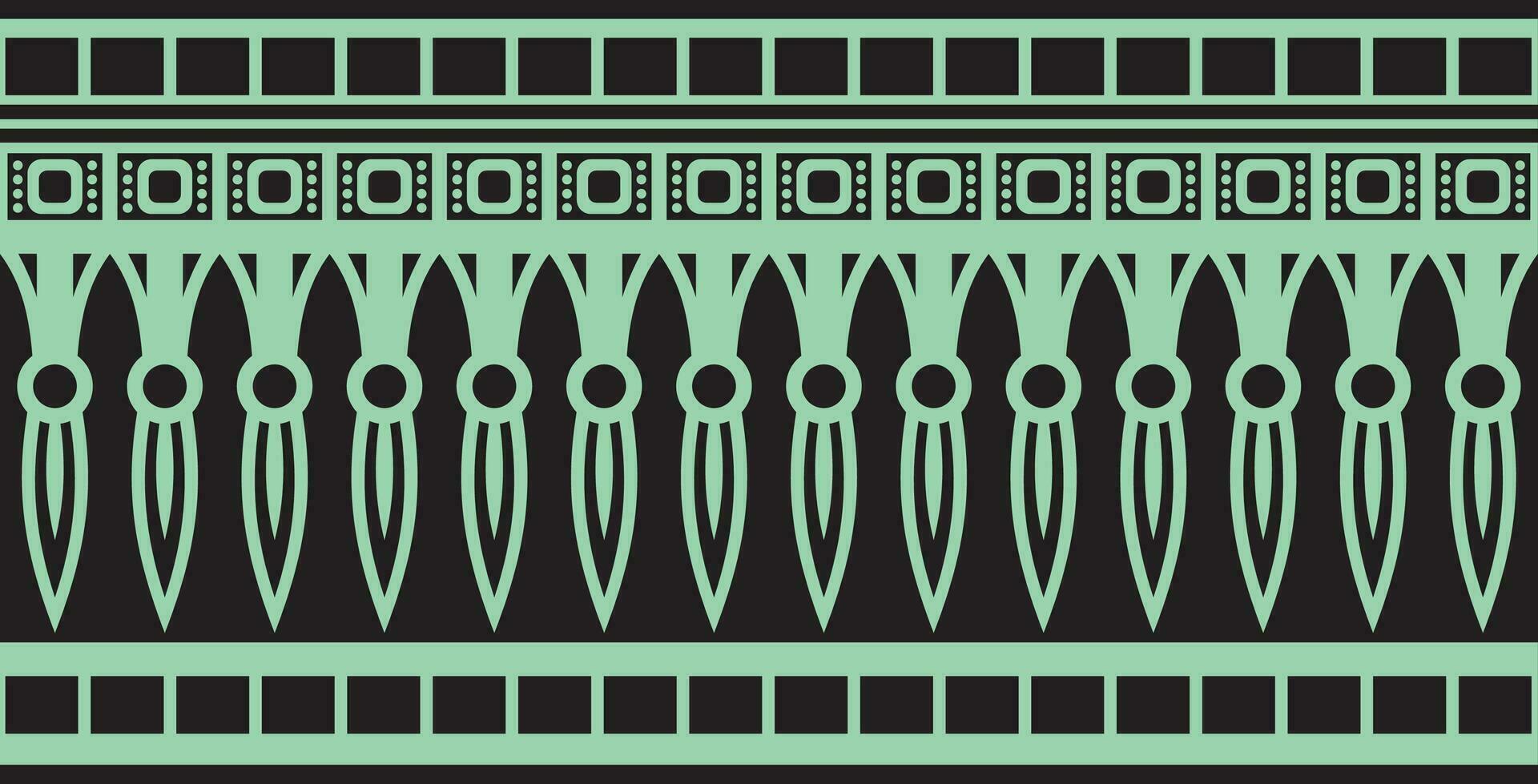 Vector green seamless ornament of ancient Egypt. endless Border, frame in the pyramids.