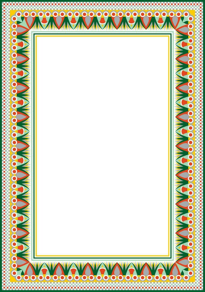 Vector colored square Egyptian ornament. Endless Rectangle, Ring of Ancient Egypt. Geometric African frame