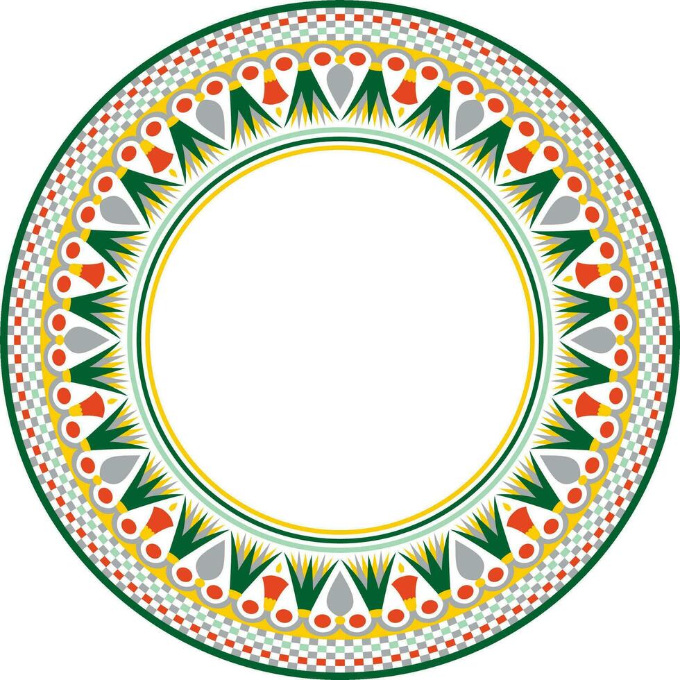 Vector colorful round Egyptian ornament. Endless Circle, Ring of Ancient Egypt. Geometric African frame