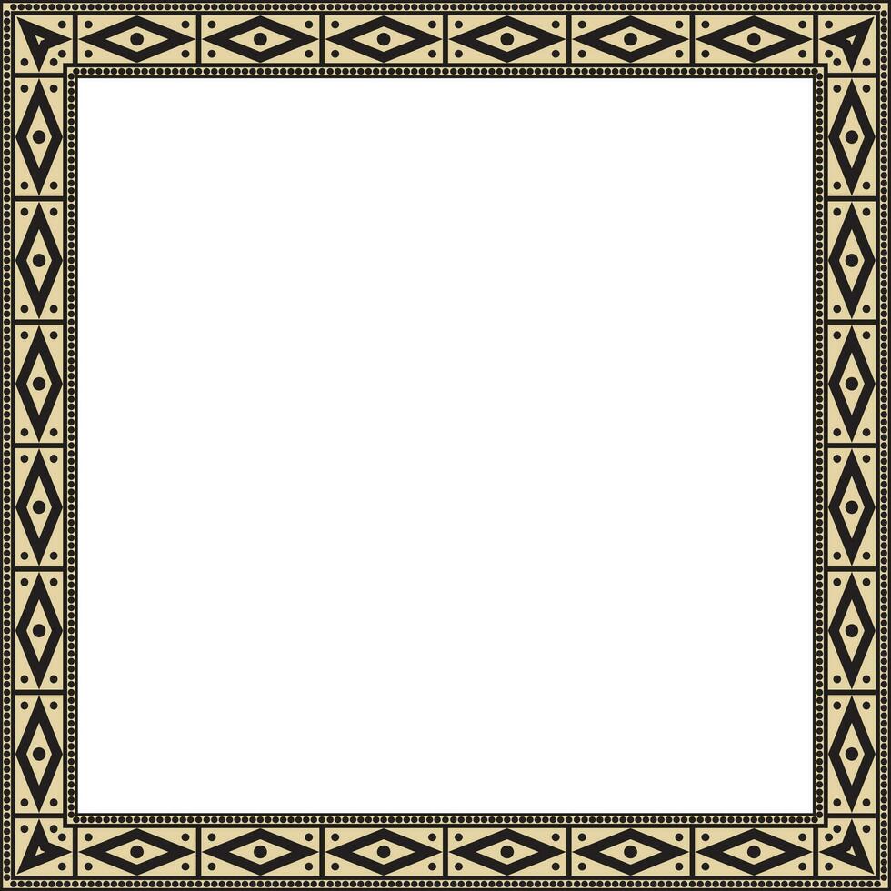 Vector gold and black square national Indian patterns. National ethnic ornaments, borders, frames. colored decorations of the peoples of South America, Maya, Inca, Aztecs