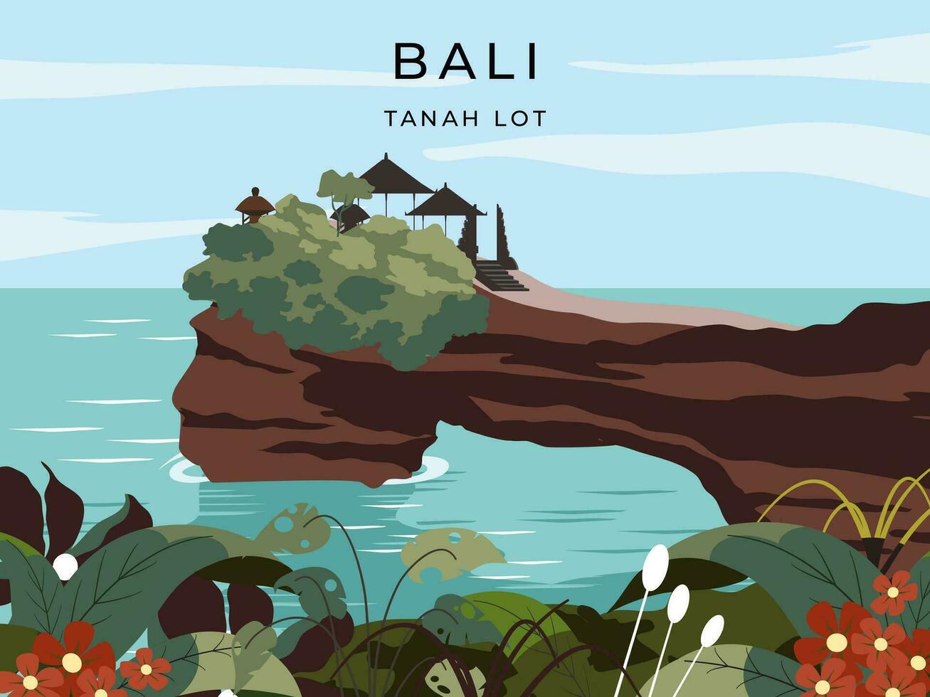 tanah lote bali playa Indonesia vector