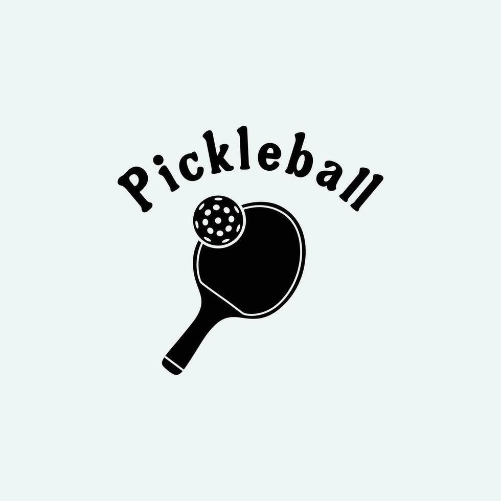 pickleball Icons and a pickleball club vector silhouette illustration