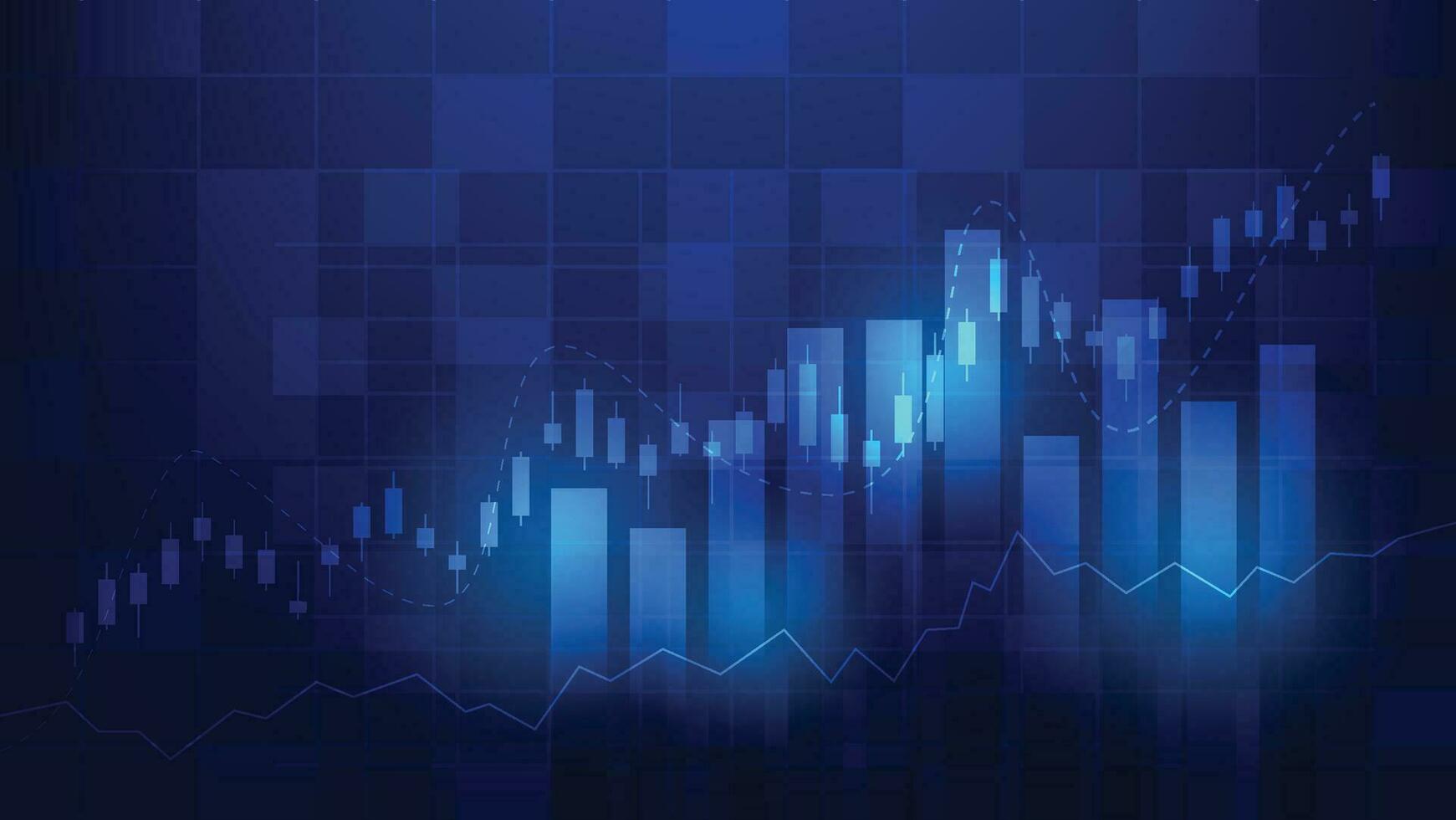 finance background with stock market statistic trend with candlesticks and bar chart vector