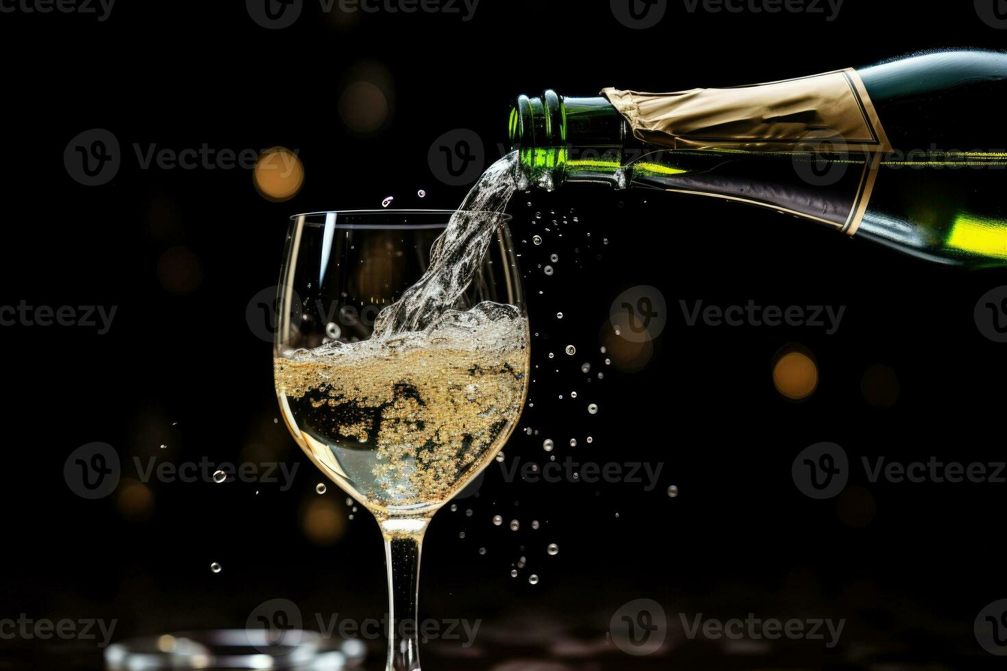 AI generated Champagne pouring into a glass, AI Generated photo