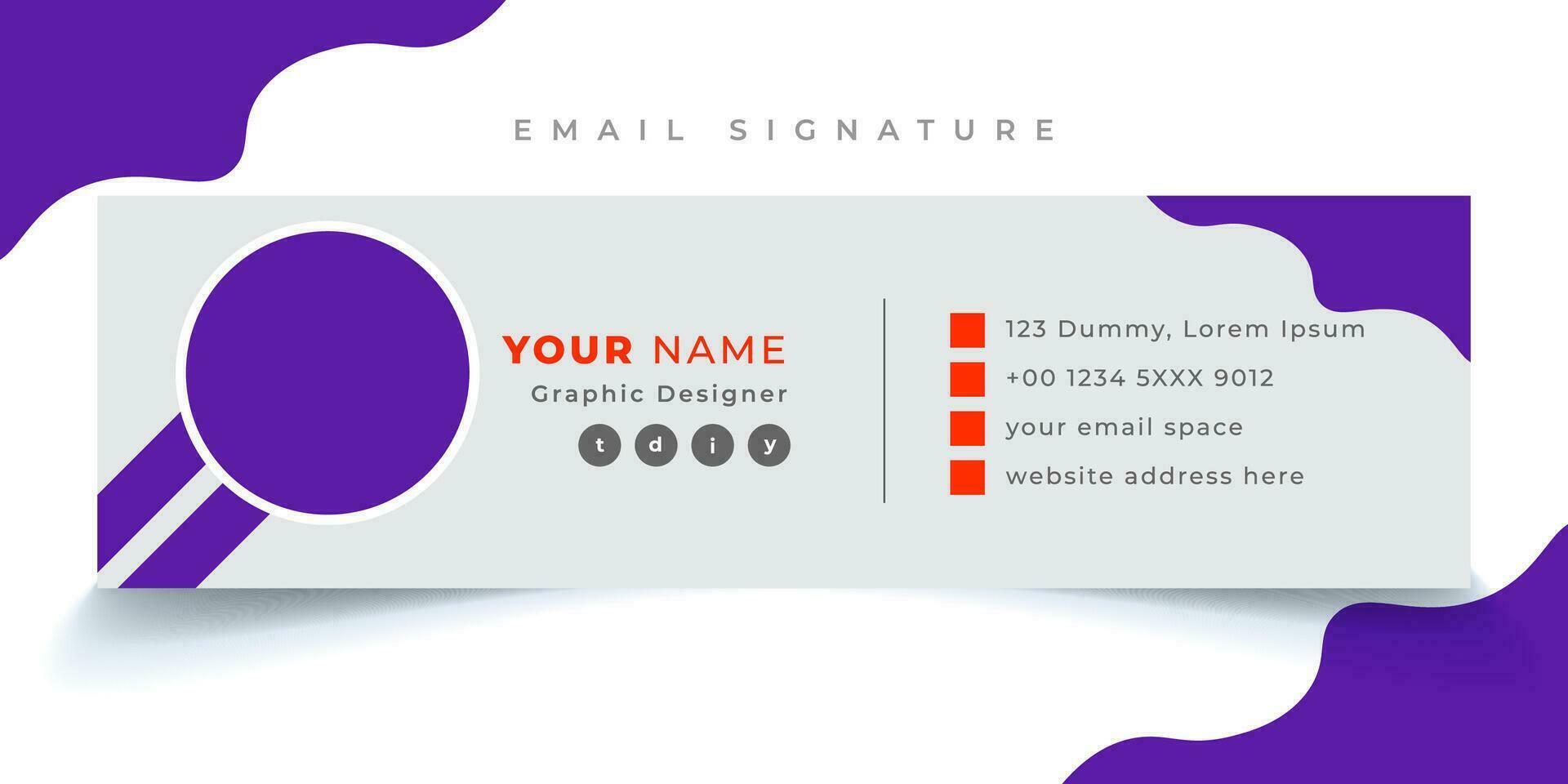 Email signature template vector illustration. Professional And Unique Email Signature template modern layout.