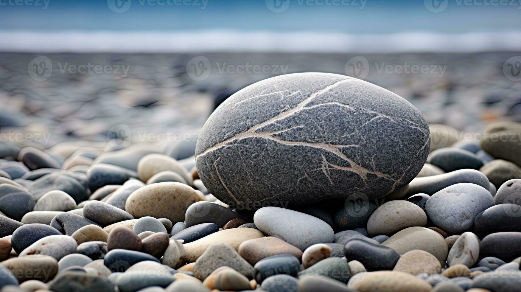 ai generado cerca arriba foto de piedras en el playa, ai generativo