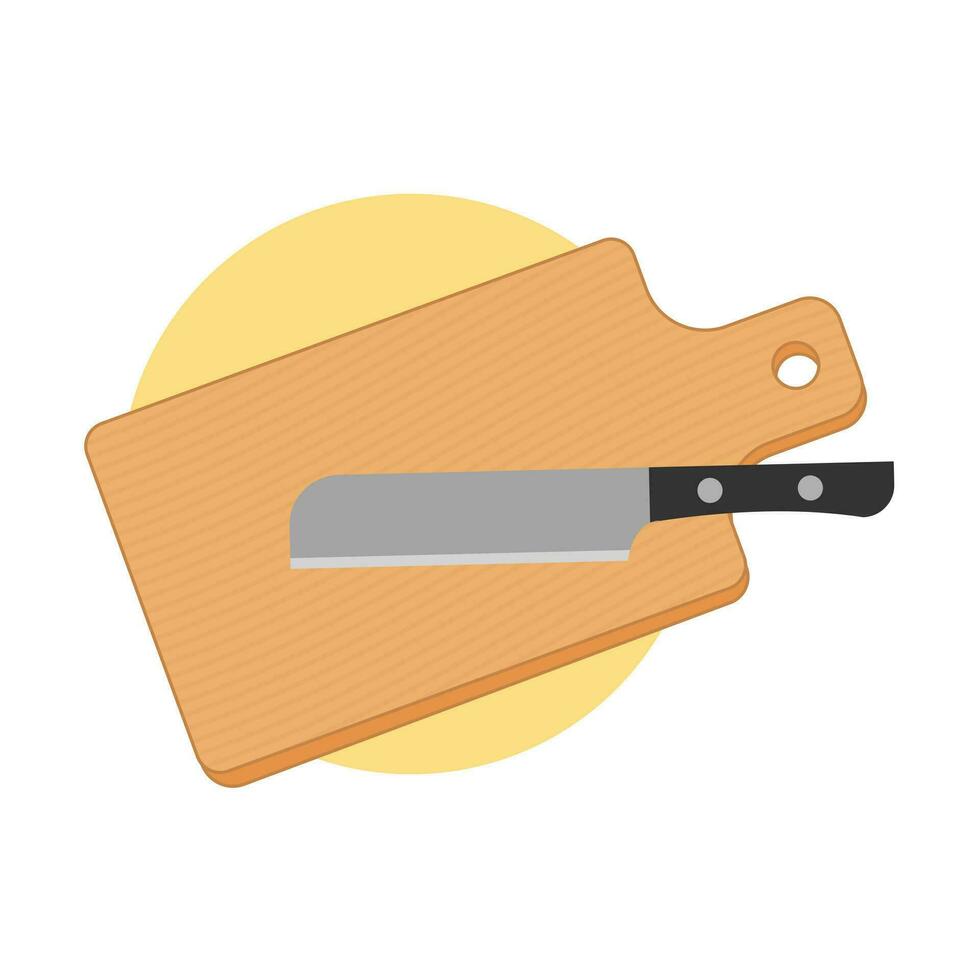 chopping board with knife vector illustration