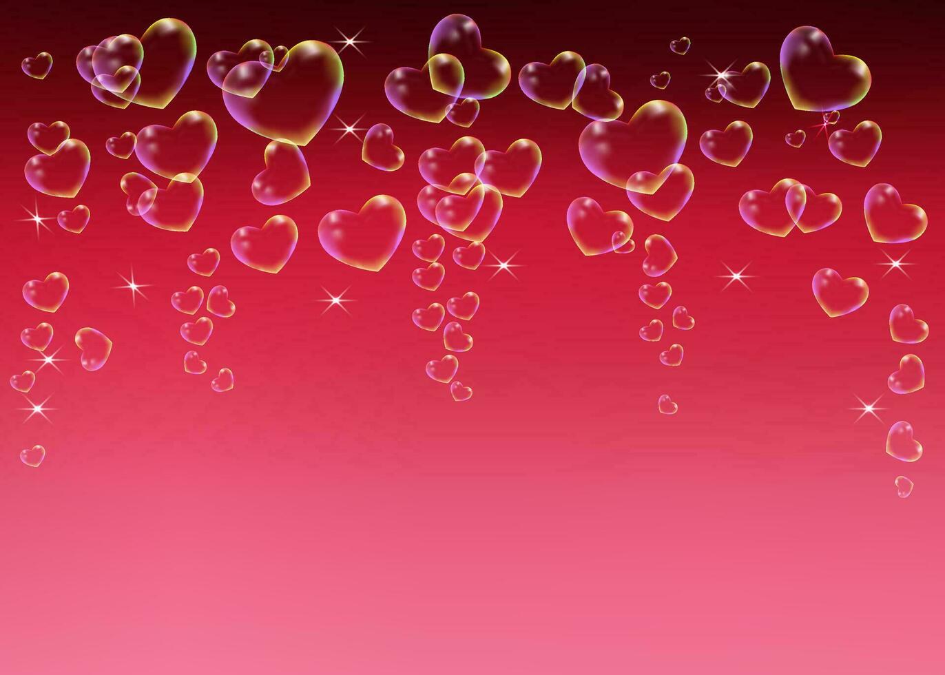 pink rectangular Valentine's background with glittering hearts, illustration. vector