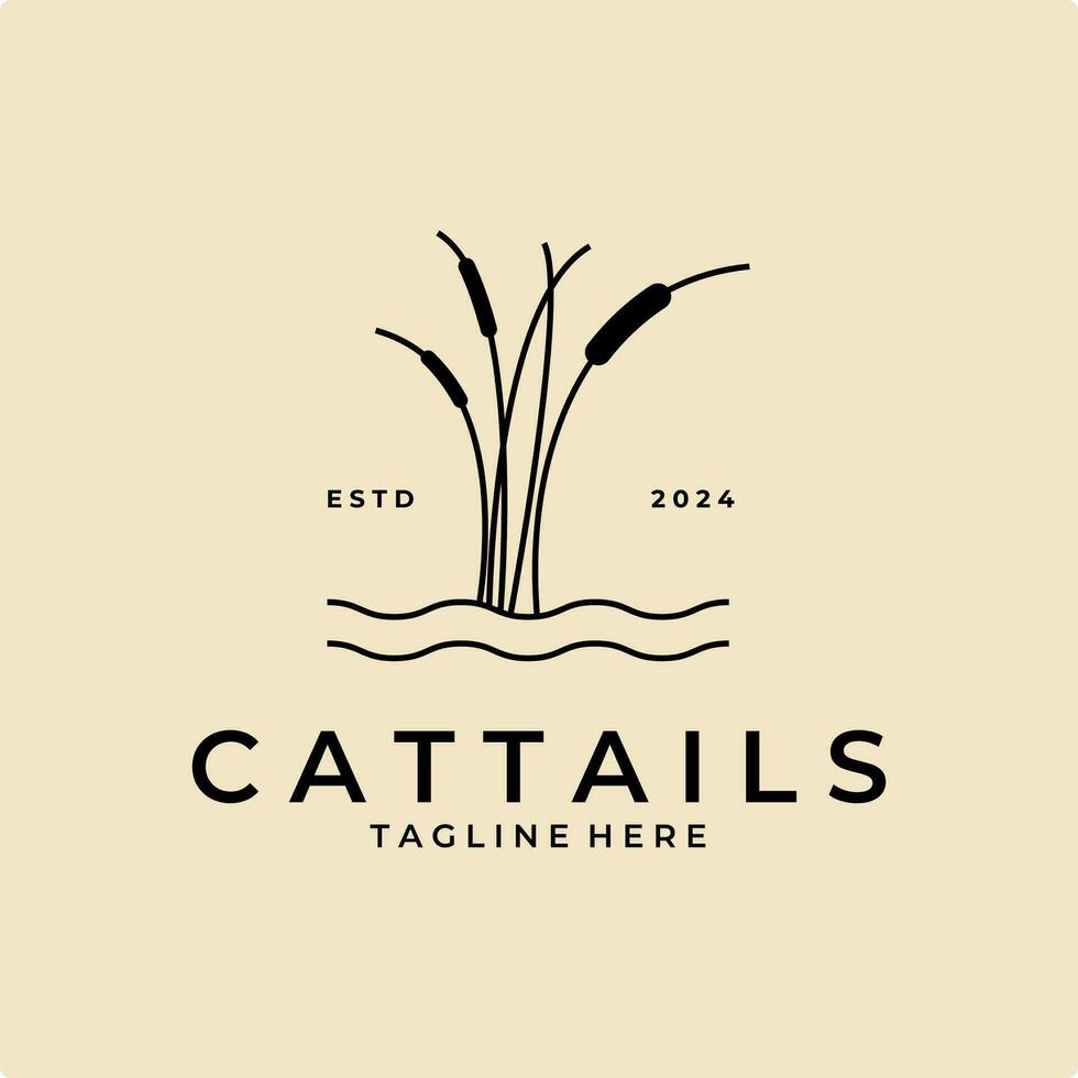 cattails logo line art vector simple illustration template icon graphic design