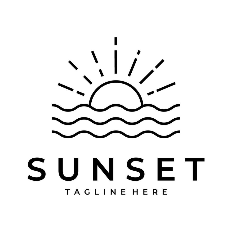 sunset logo line art vector simple illustration template icon graphic design