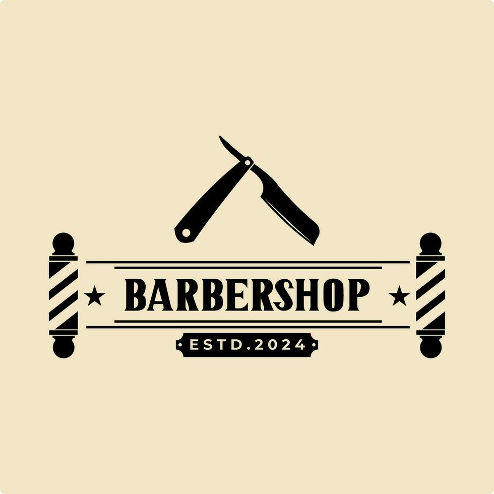 barber shop vintage logo vector illustration template graphic design