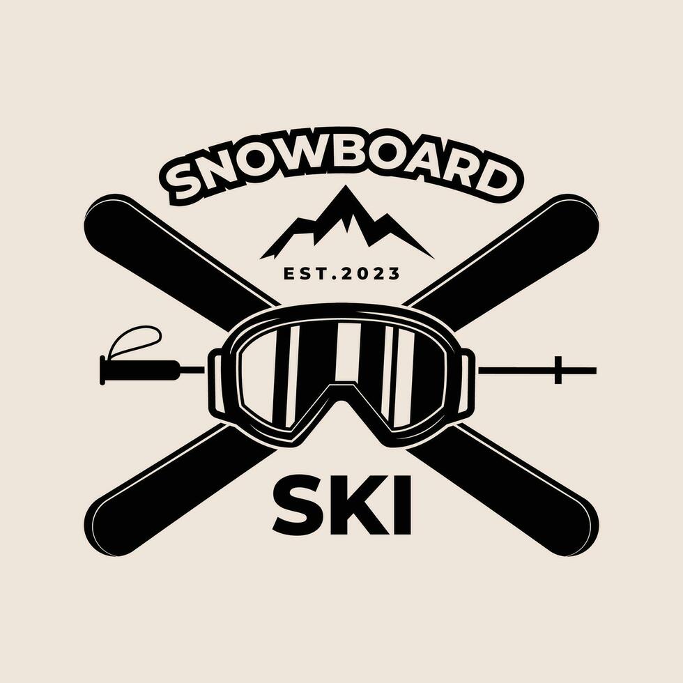 ski emblem vintage  logo vector icon illustration design template