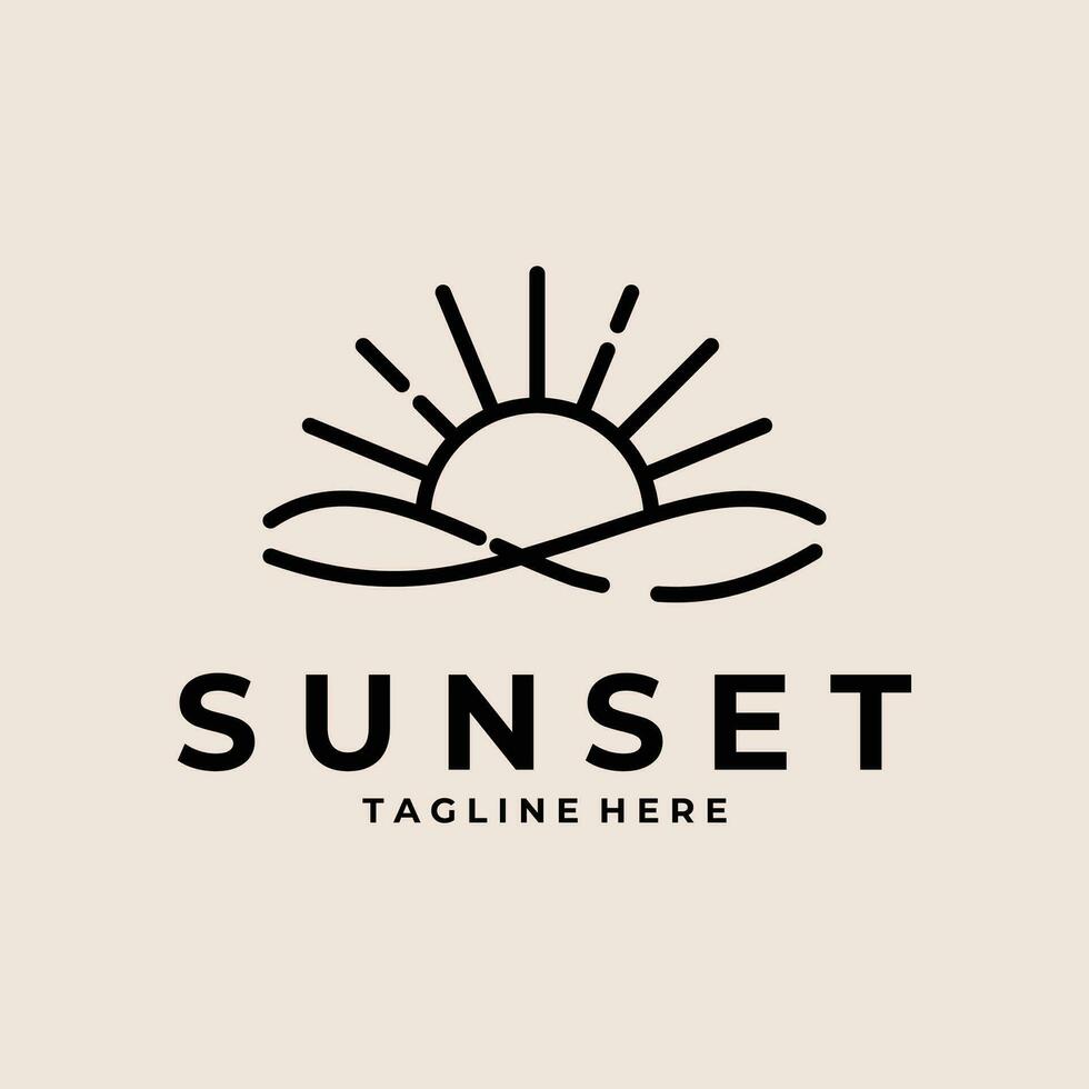 sunset line art logo vector simple illustration template icon graphic design