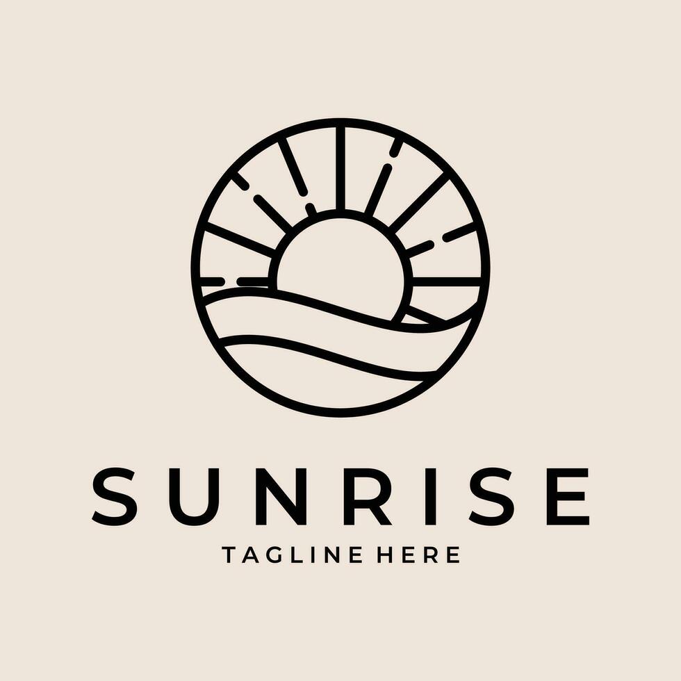 sunrise line art badge  logo vector simple illustration template icon graphic design