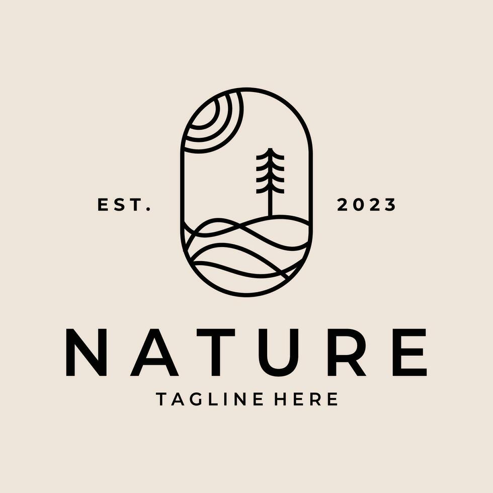 nature landscape  minimal  badge logo line art vector   graphic design illustration