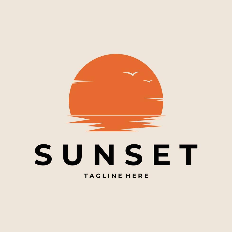 sunset logo vector simple illustration template icon graphic design