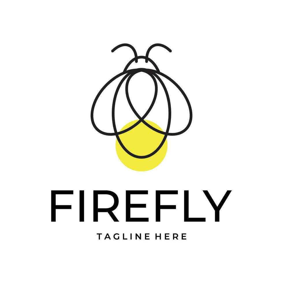 Firefly line art Logo Vector simple  Icon Template design