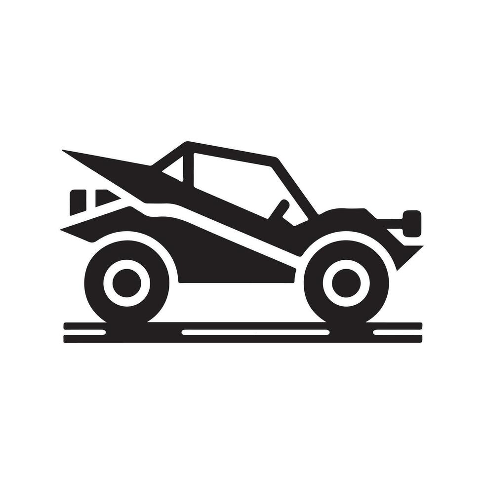 geometric monochrome illustration logo of dune buggy car vector