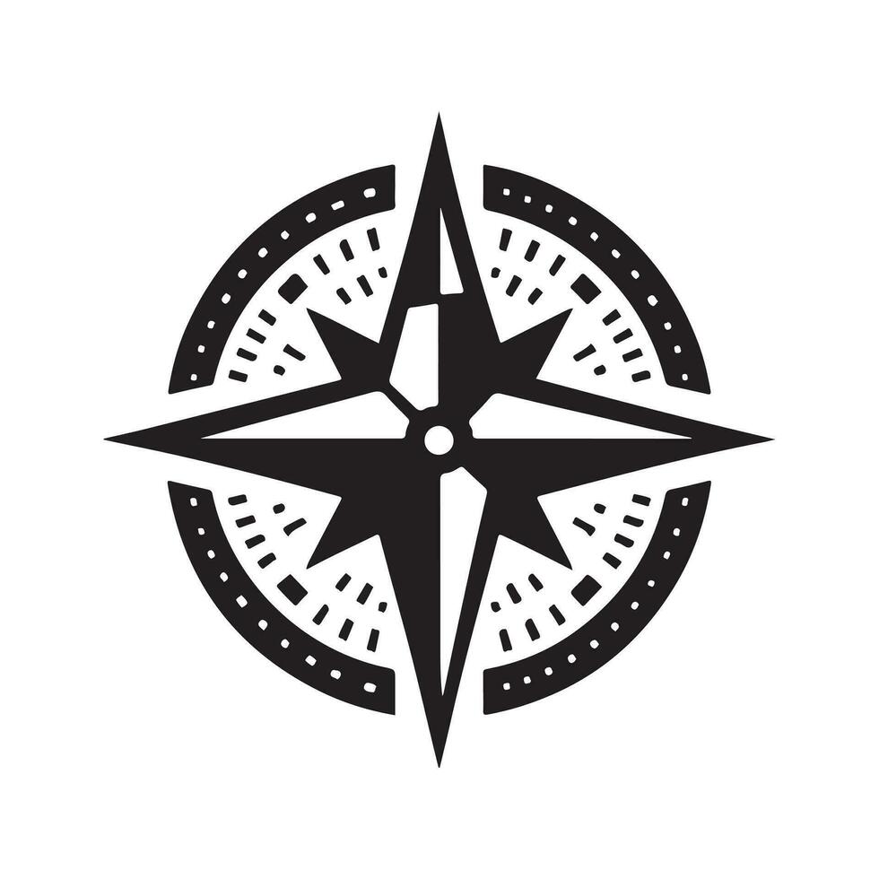 geometric monochrome illustration logo of compass vector