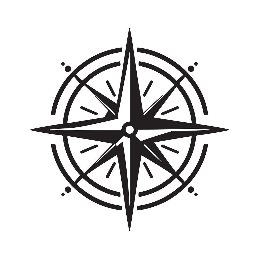 geometric monochrome illustration logo of compass vector