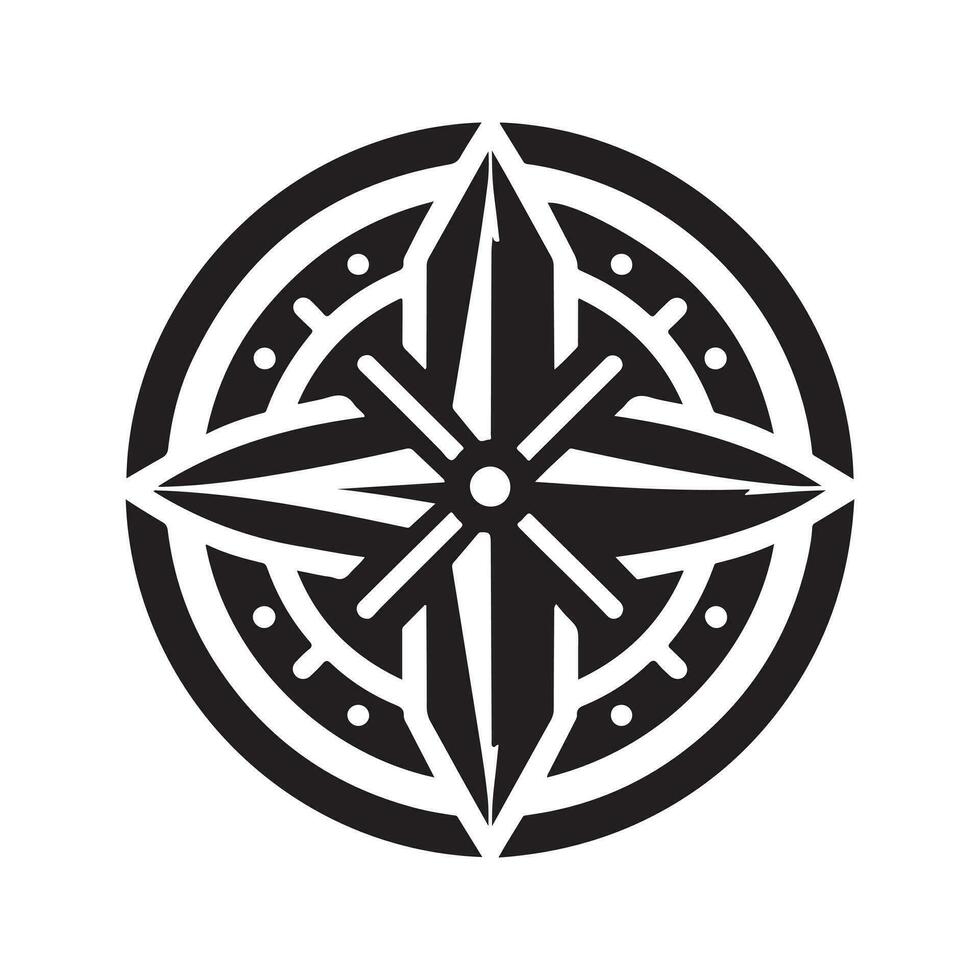 geometric monochrome illustration logo of compass vector