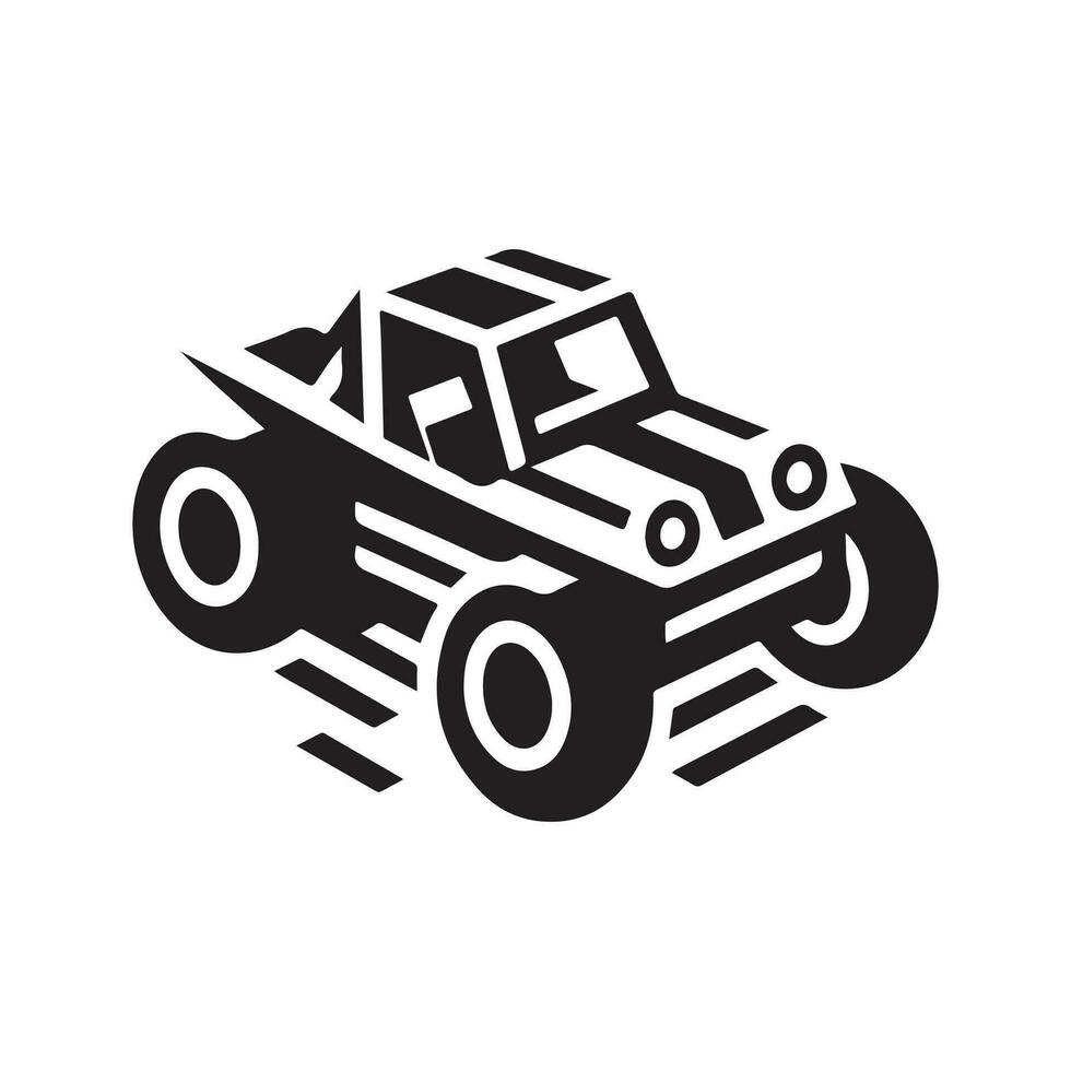 geometric monochrome illustration logo of dune buggy car vector