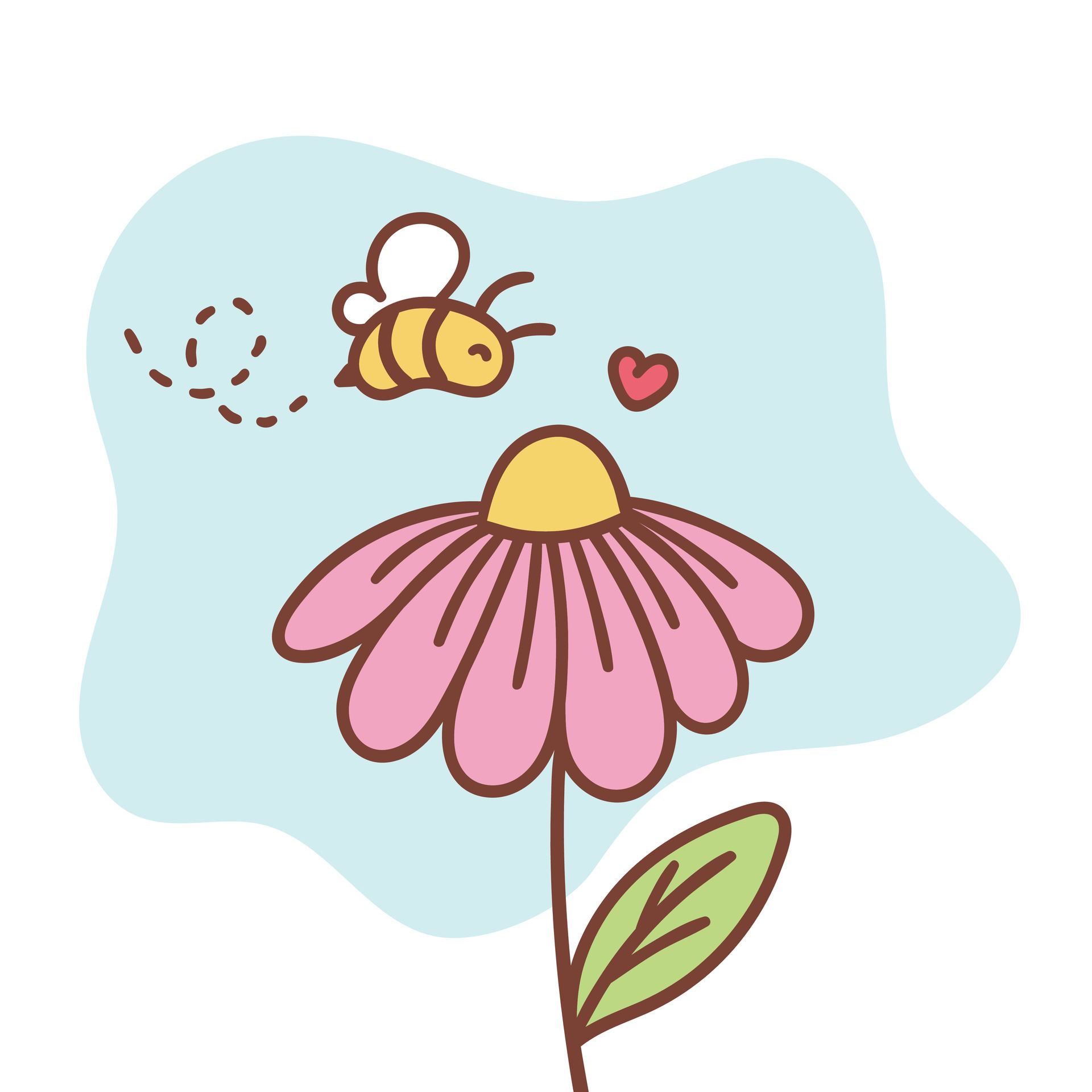A Cute Bee Flying Towards A Flower Flower And Bee Hand Hand Drawing A Cute Bee Flying Towards A Flower Flower And Bee Hand Hand Drawing Of A Bee Pollinating A Flower Vector