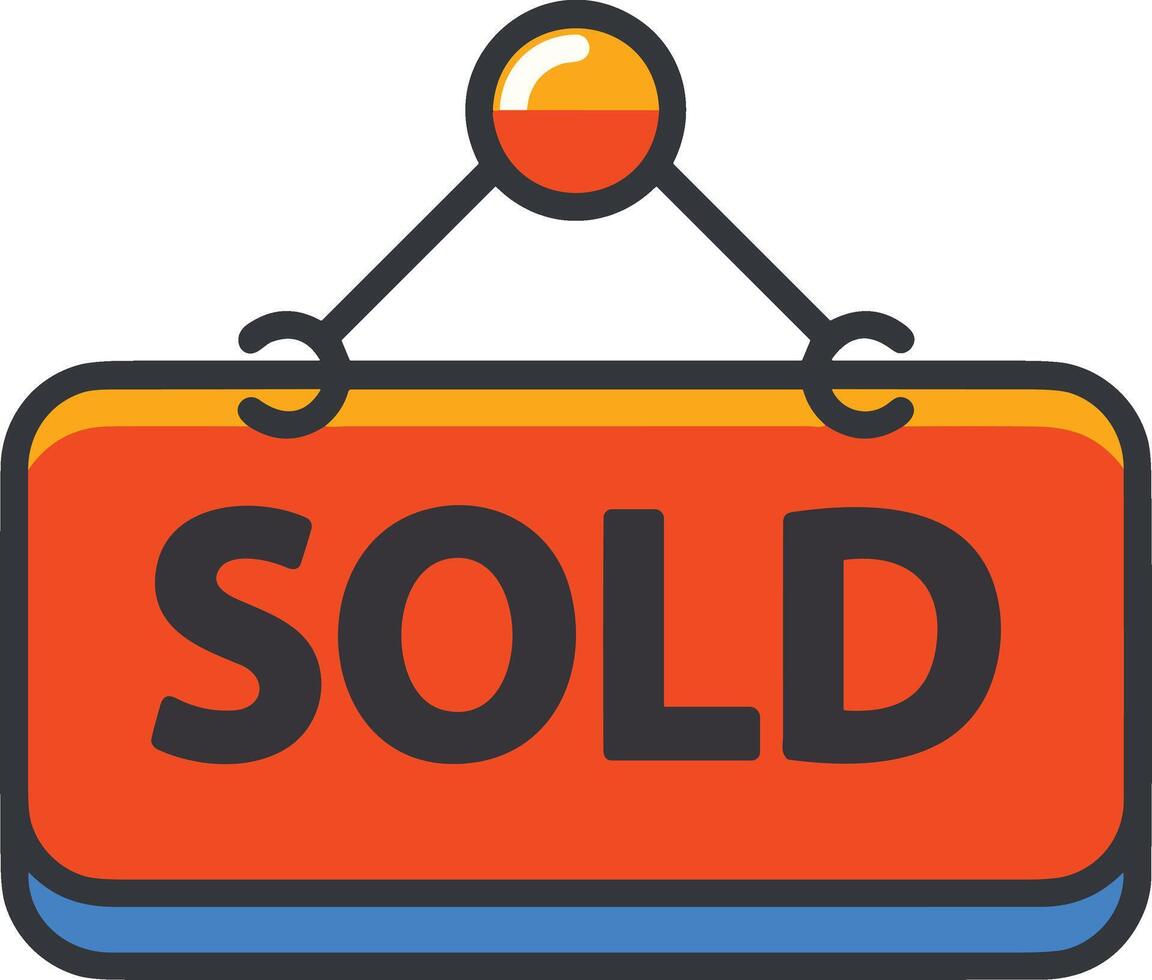 Sold icon symbol vector image . Illustration of the contract commercial label sold design image