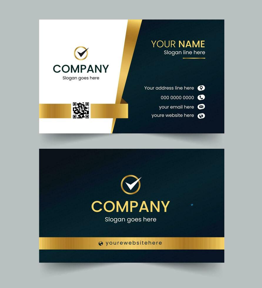 luxury design business card flat template vector, Business card black and gold vector, Business card in modern luxury style black gold white vector