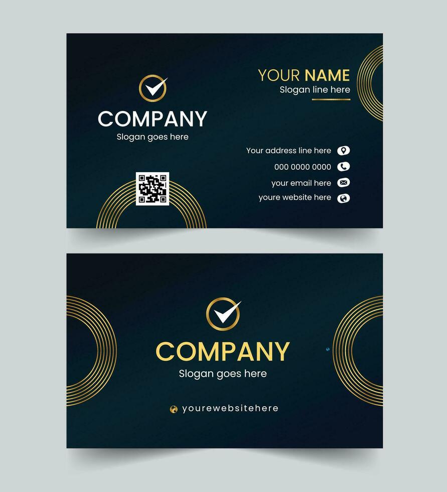 Modern business card, modern corporate business card design in golden theme. vector