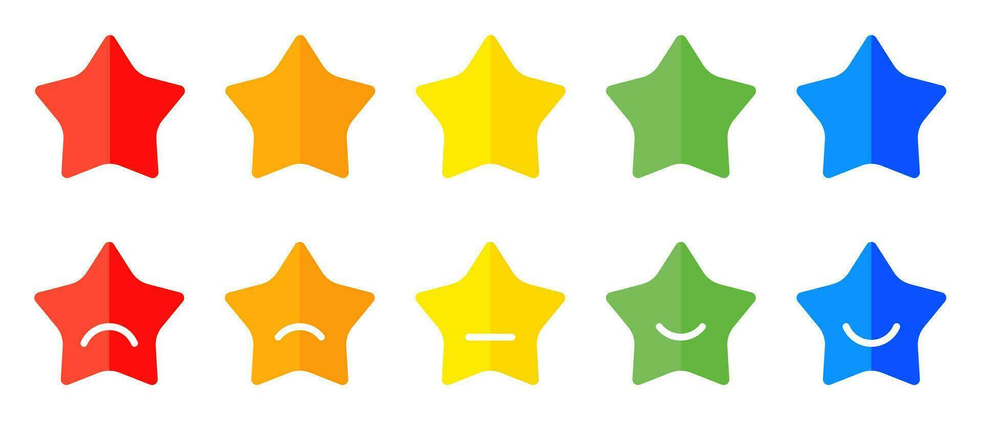 Five stars flat icon design with different expressions, customer review concept on web vector