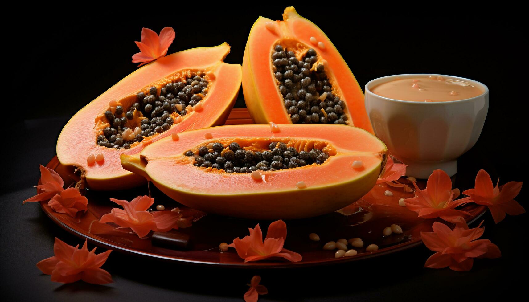 AI generated Impressive papaya fruit fame photo