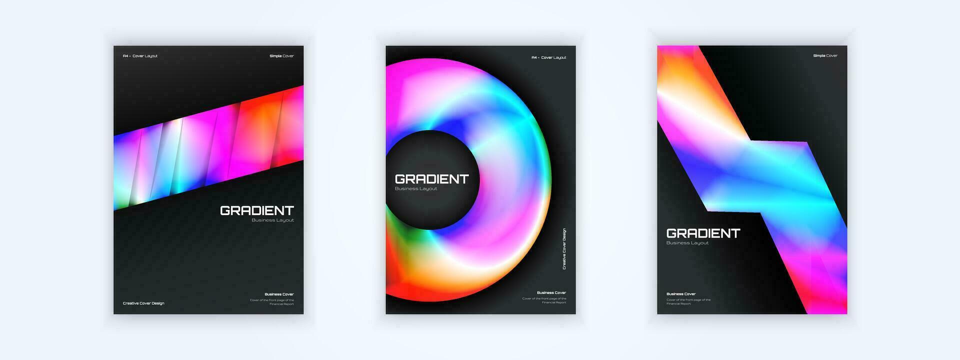 gradient booklet brochure full color abstract cover template bundle vector