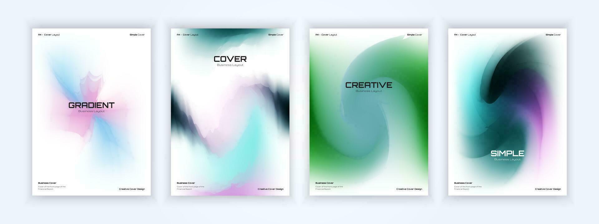 cover backgrounds set with modern abstract blurred color gradient. Smooth templates collection for brochures, posters, banners, flyers and cards vector