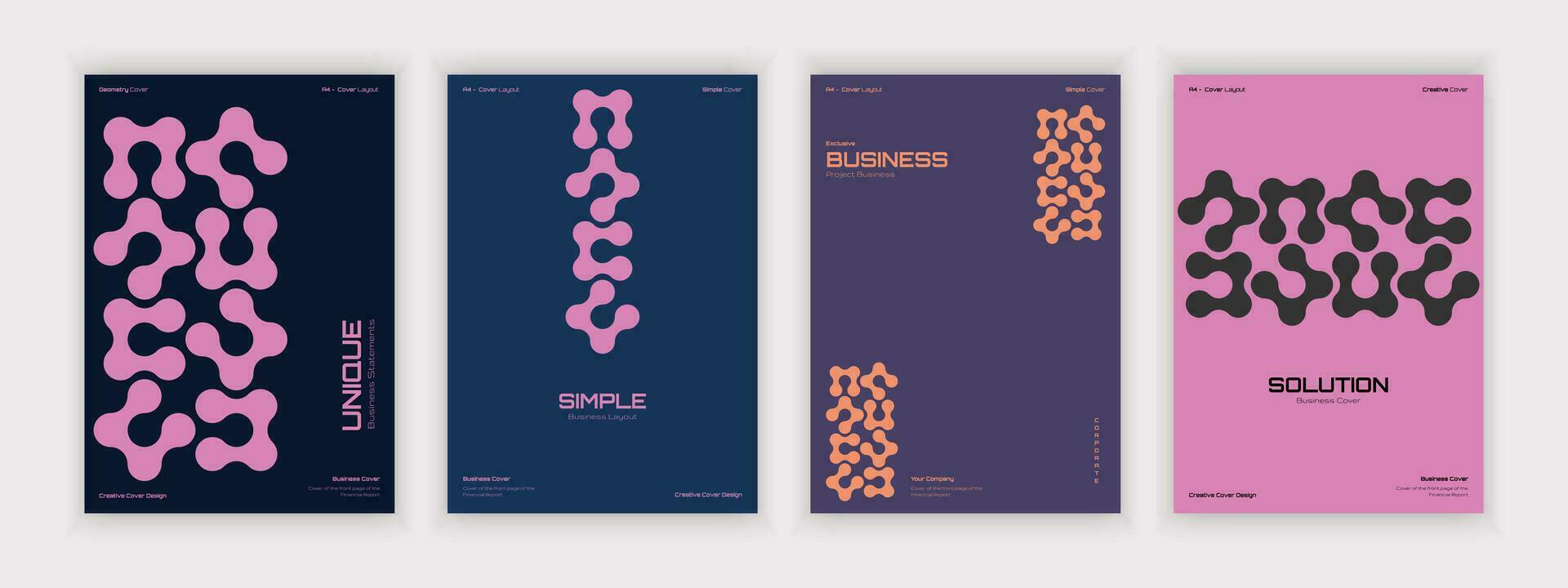 a set of geometric style business covers with various creative abstract shapes vector