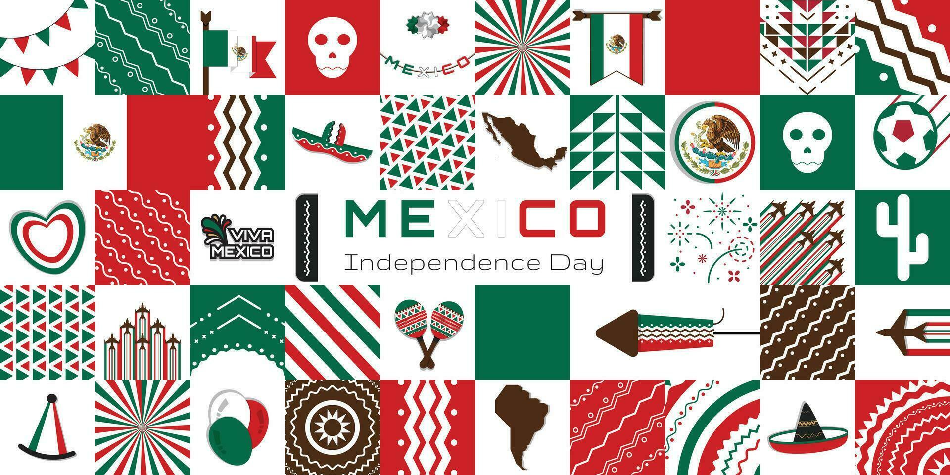 contento independencia día de México, ilustración geometría antecedentes diseño, bandera, social medios de comunicación modelo vector
