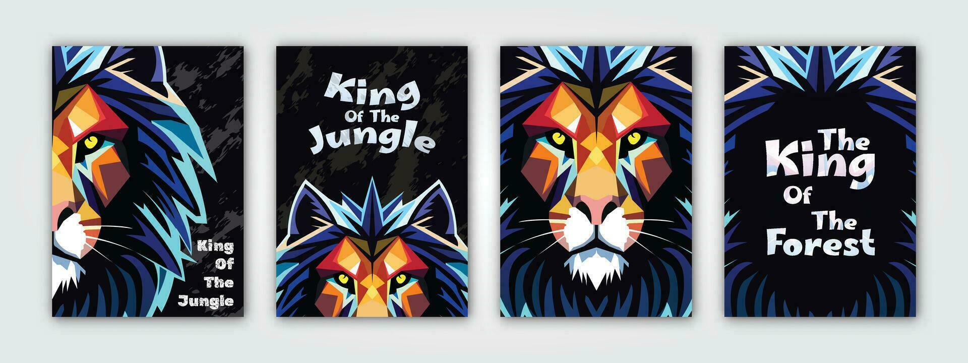 cover set, lion the king of the jungle vector