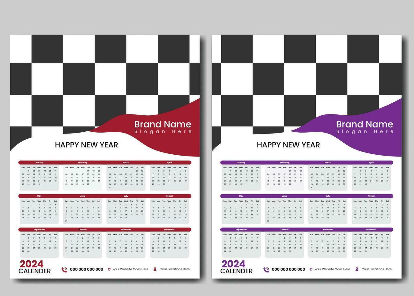 Modern 2024 calendar Banner Design Template vector