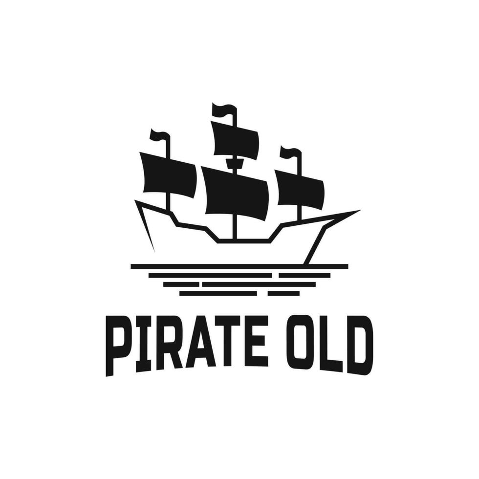 Sailing ship logo design ideas, simple logo design old pirate ship outline vector