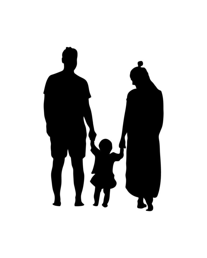 siluetas de ilustración vectorial de la familia sobre un fondo blanco vector