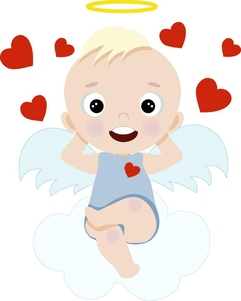 chico ángel con corazones vector