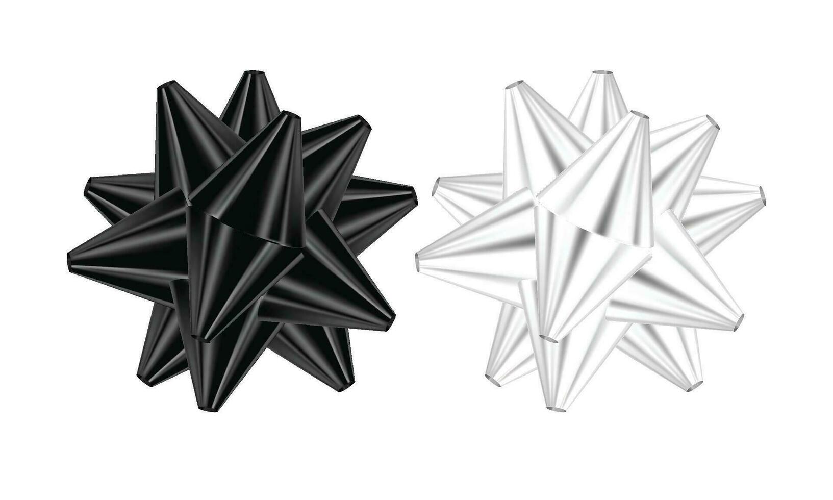Vector realistic bows of black and white colors for decoration